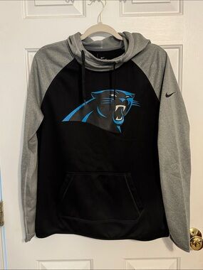 Nike Black & Gray Carolina Panthers Pullover Hoodie with Blue Logo size L
